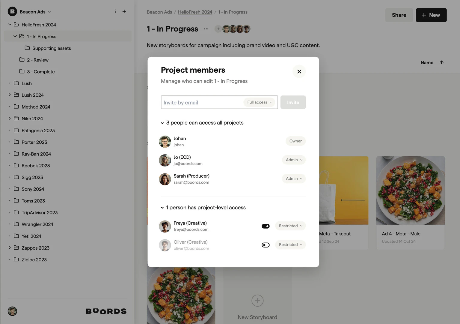 Real-time collaborative editing in Boords