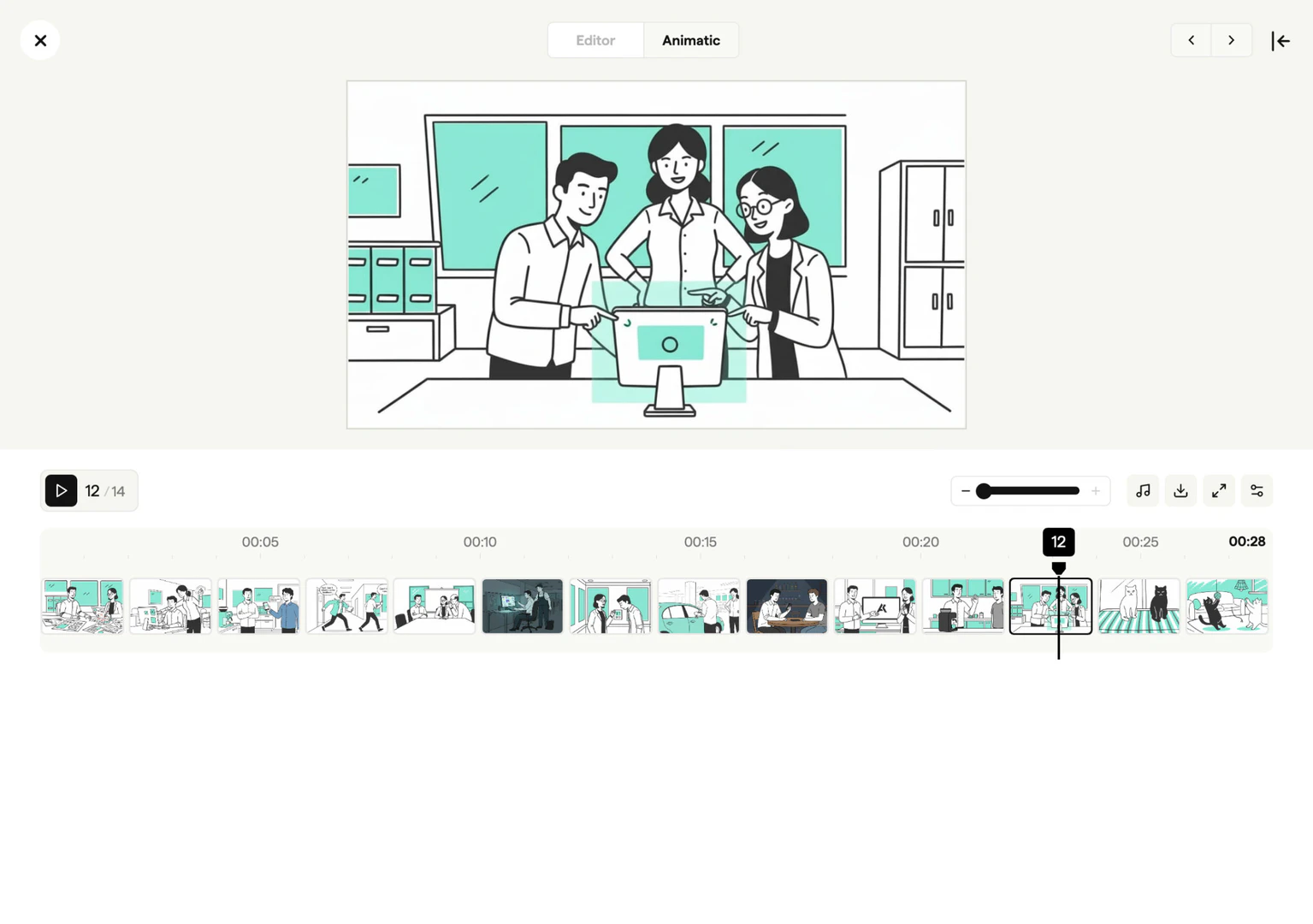 Boords animatic video player preview