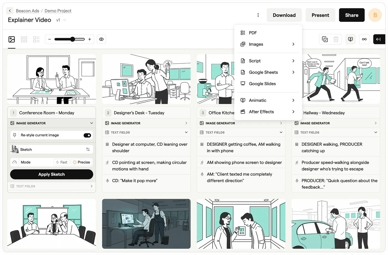 Boords storyboard software interface
