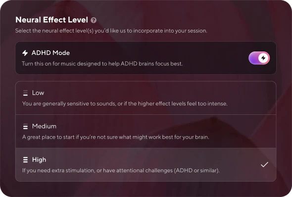 Brain.fm neural effect modulation levels