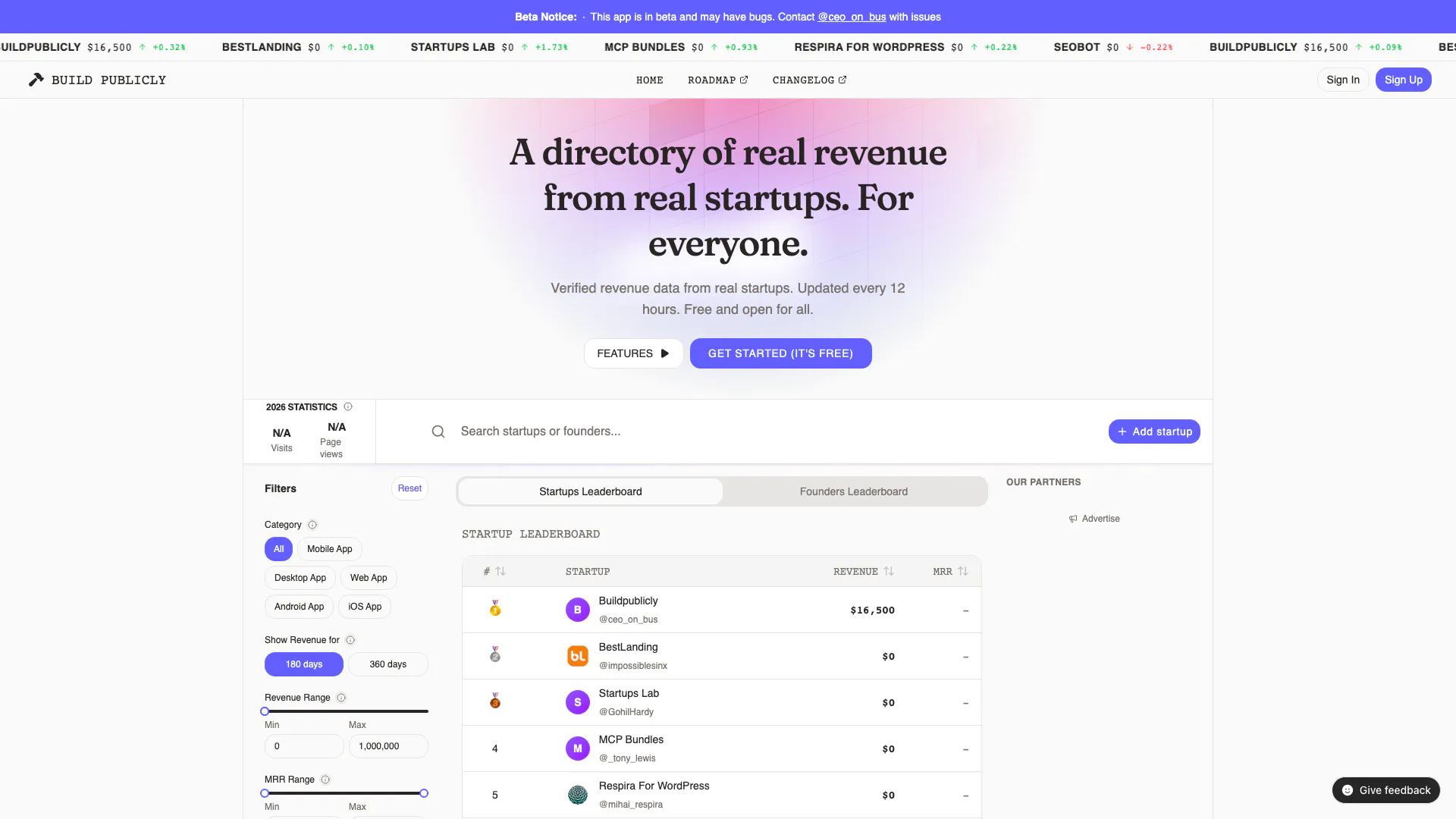 Buildpublicly screenshot