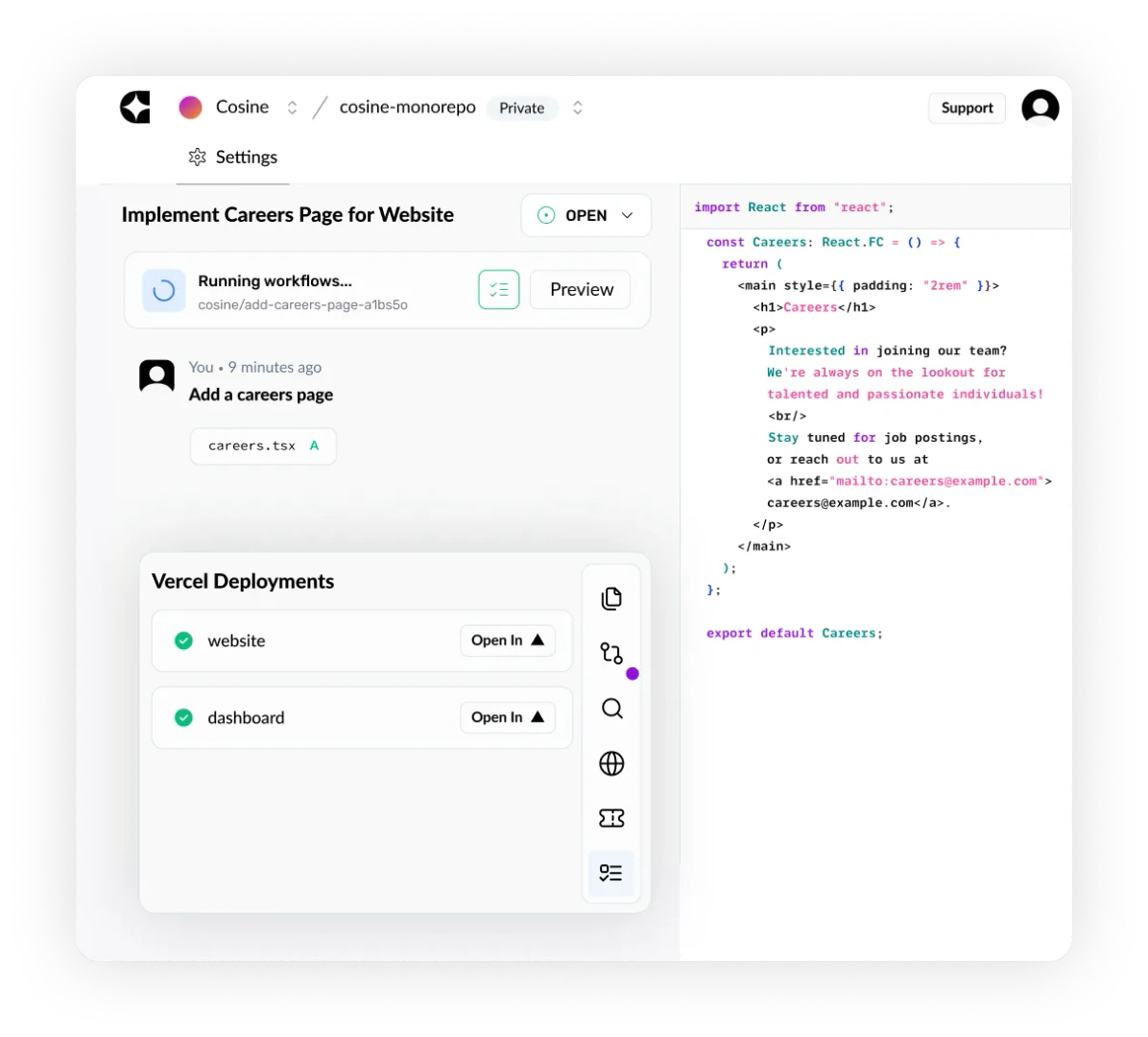 Buildt task management interface