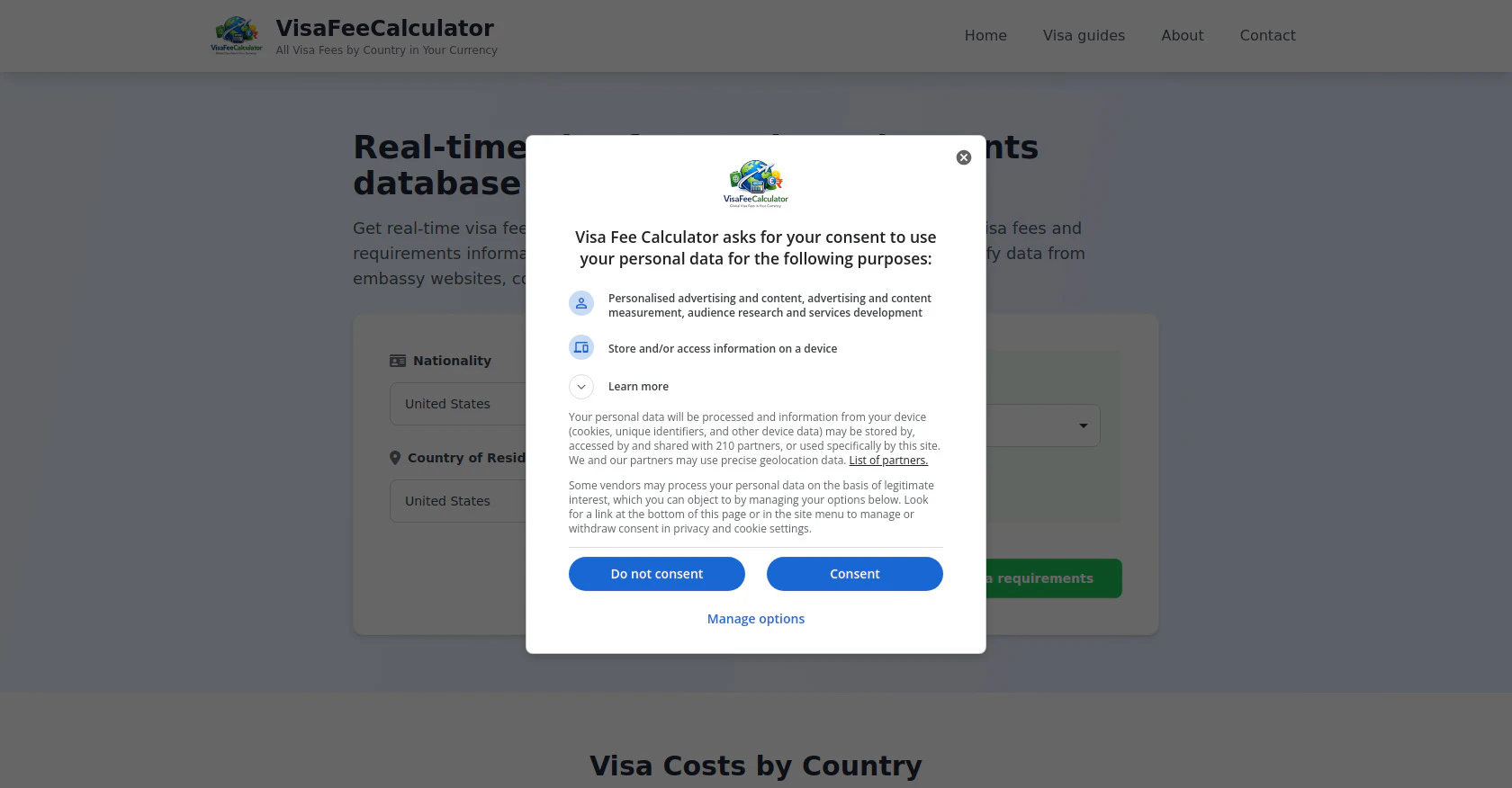 Builtwithdjango project example Visa fee calculator