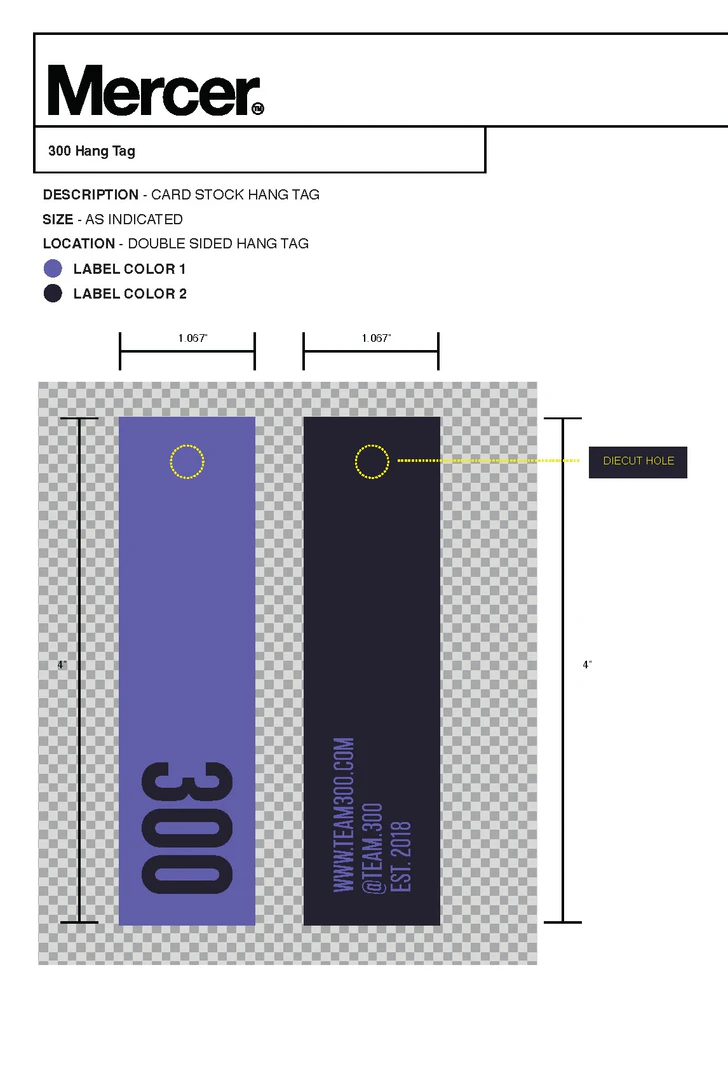 Mercer use case example showcasing product hangtag design
