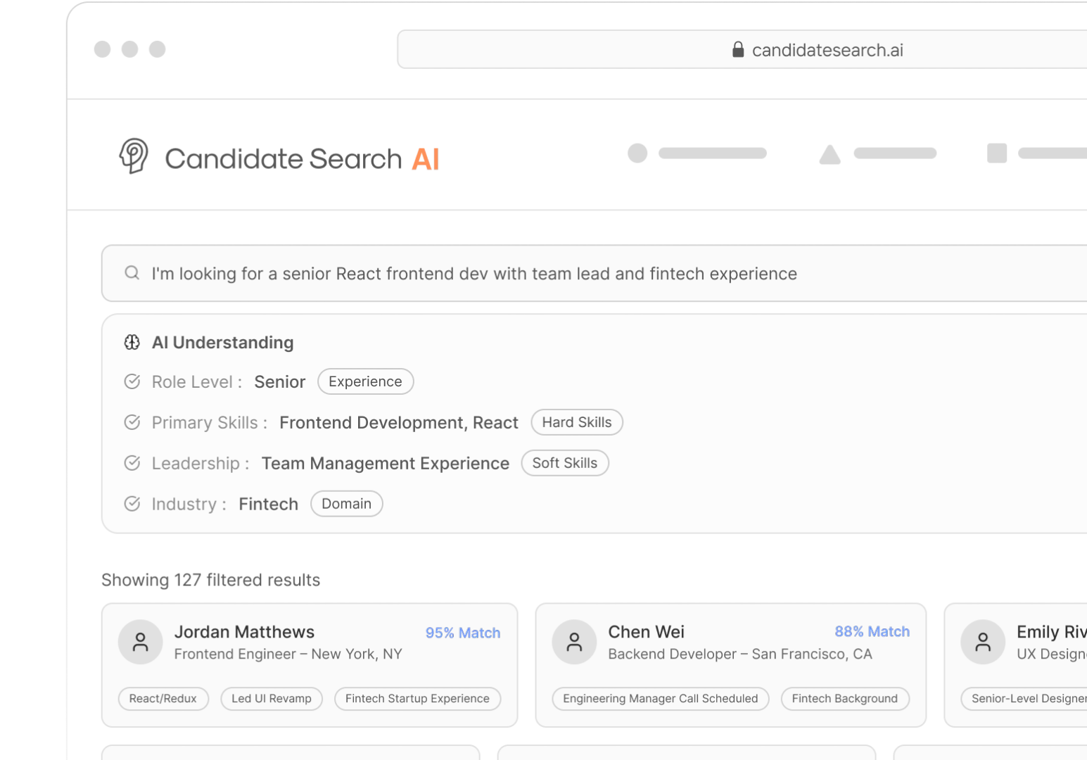 Candidately search step screenshot