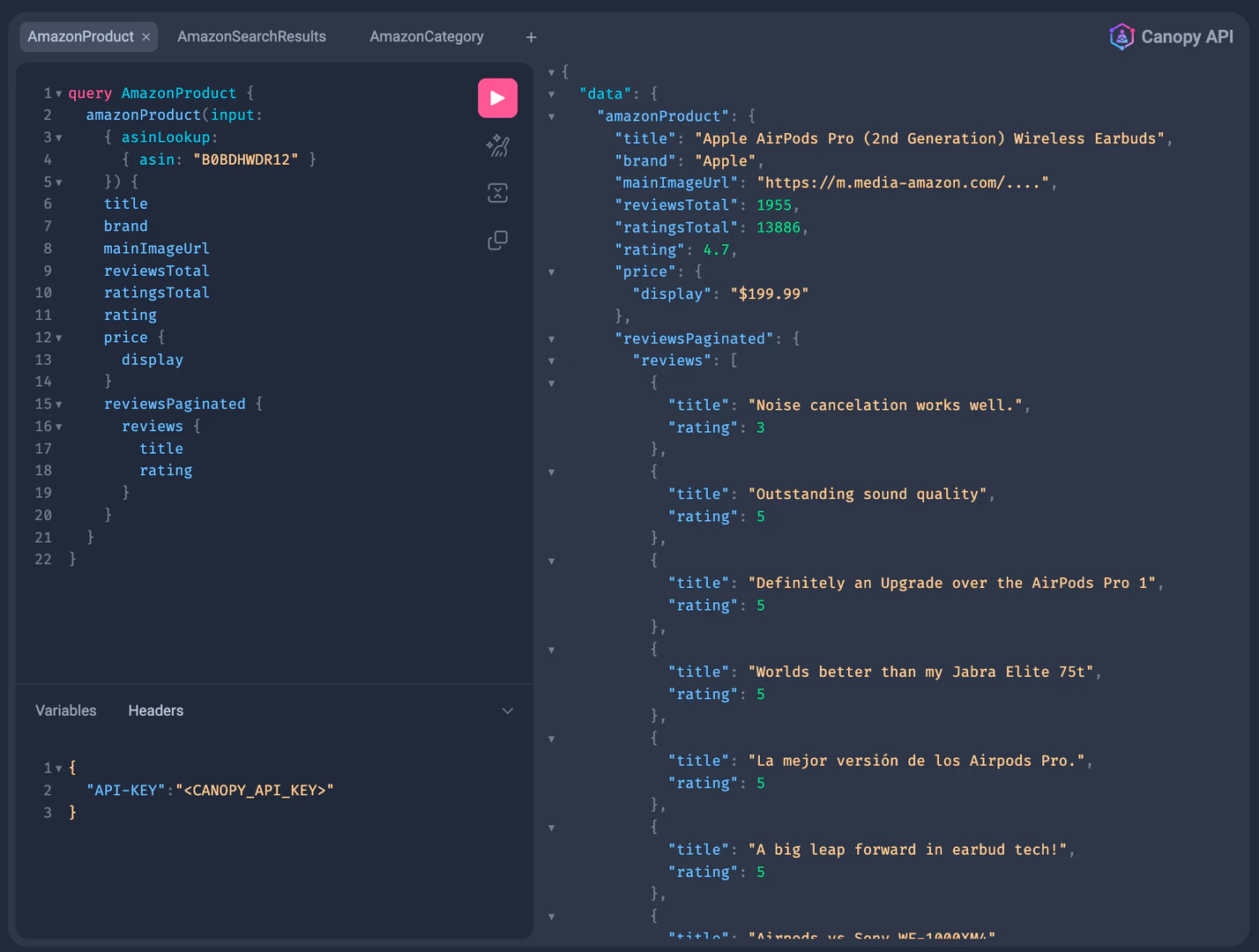 Canopyapi product overview and interface