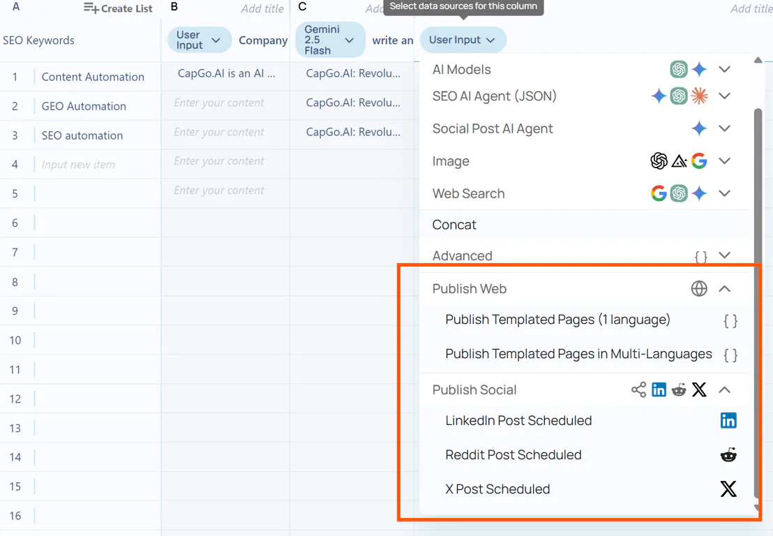 Capgoai automated page deployment