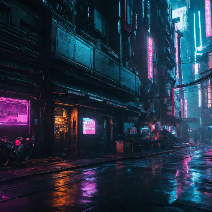Censoredai cyberpunk city scene example