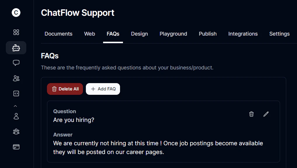 Chat-flow knowledge base integration example