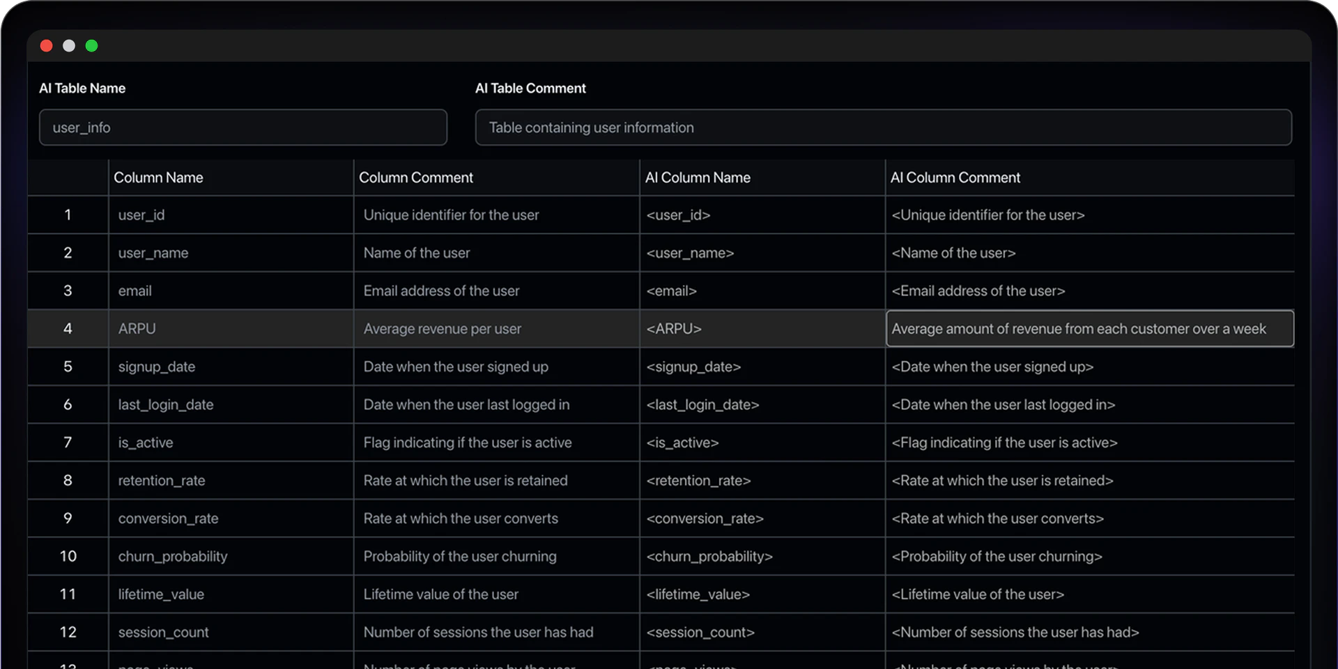 Chat2DB AI database understanding feature