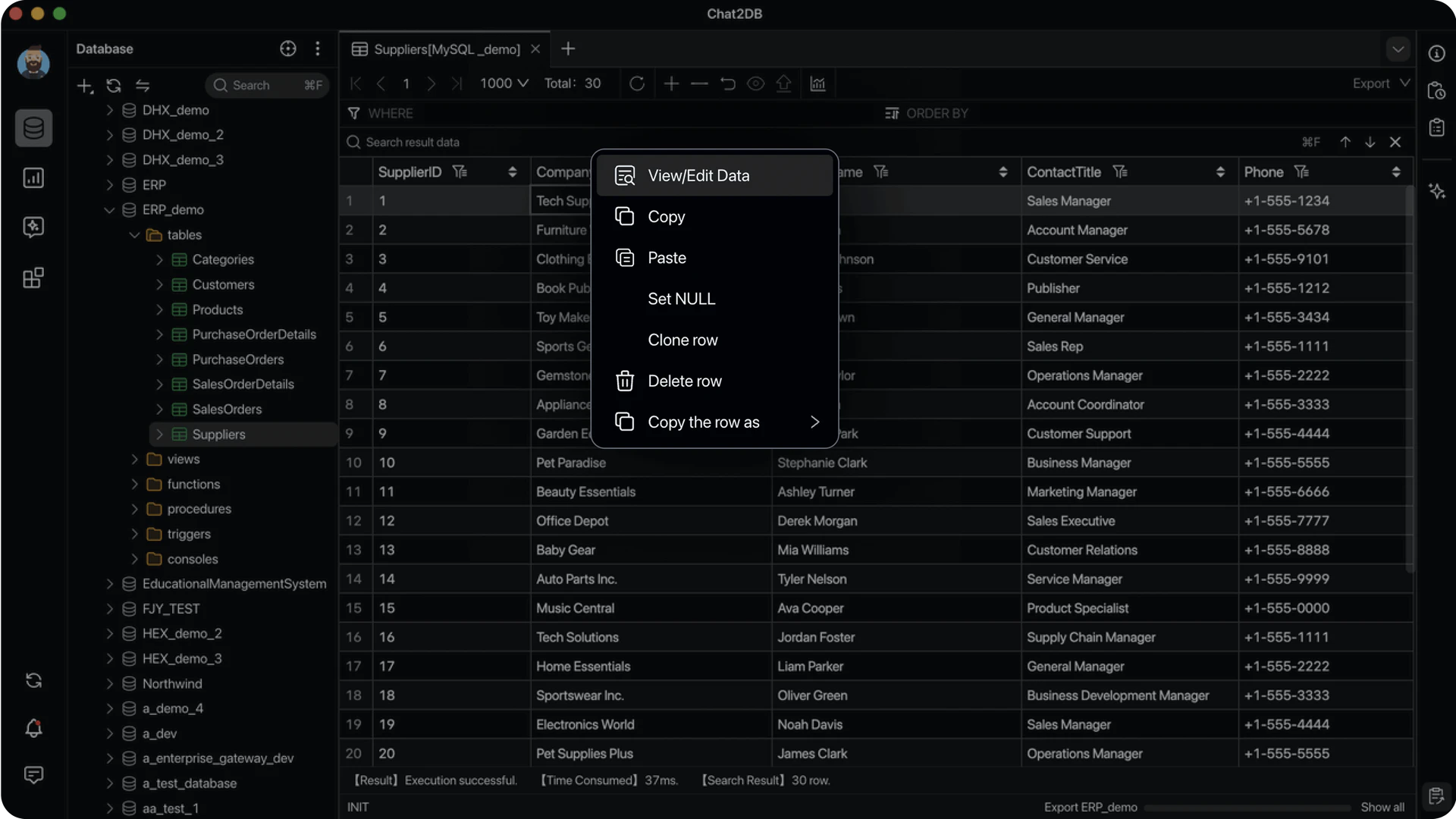 Chat2DB visual data management interface