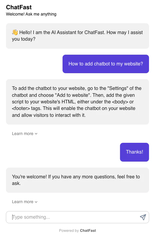 ChatFast product overview with AI chatbot interface