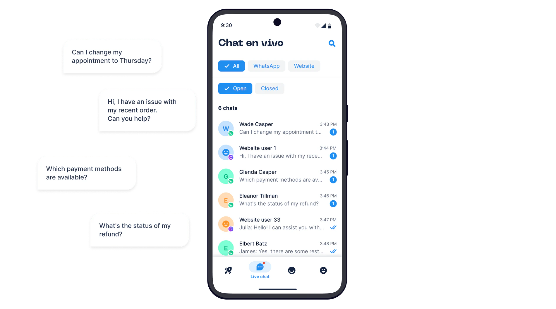 Chatfuel team messaging interface
