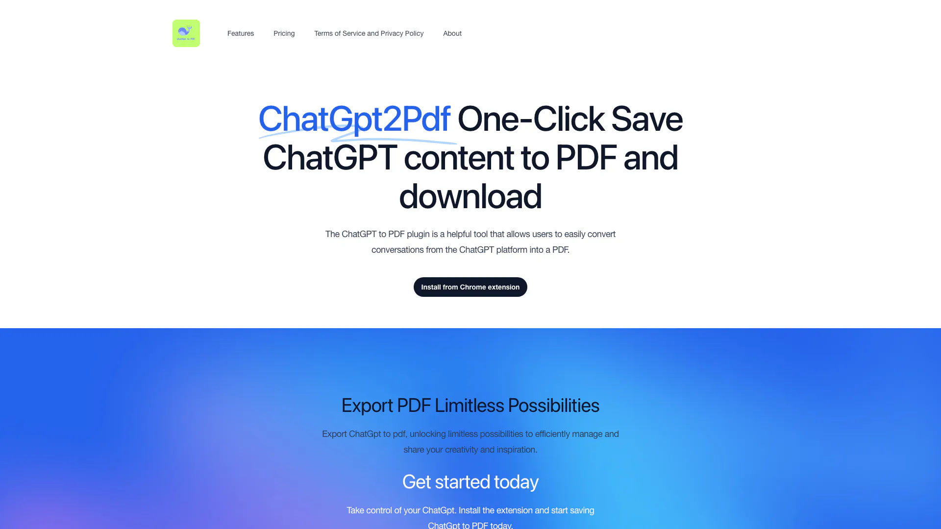 Chatgpt To Pdf Of Chrome Plugin screenshot