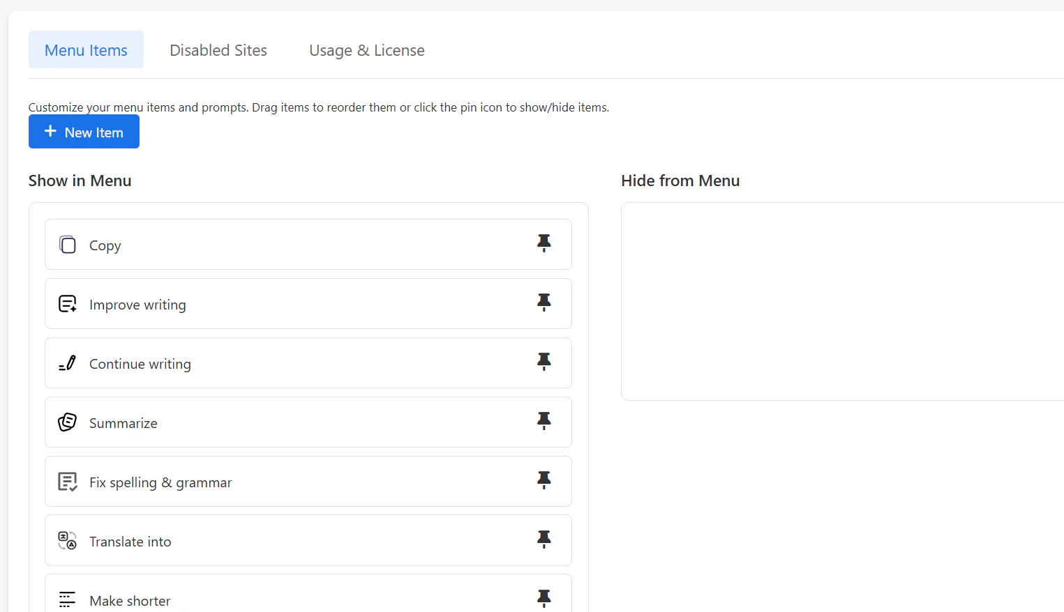 ChatGPT Sidebar customization interface