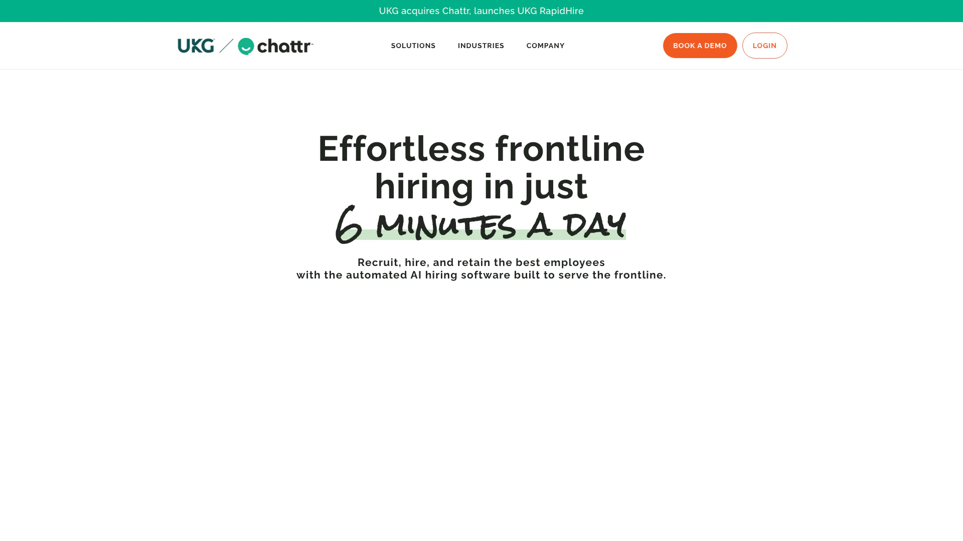 Chattrai website screenshot showing Chattr는 AI 자동화를 통해 전선 채용을 간소화합니다. interface and features