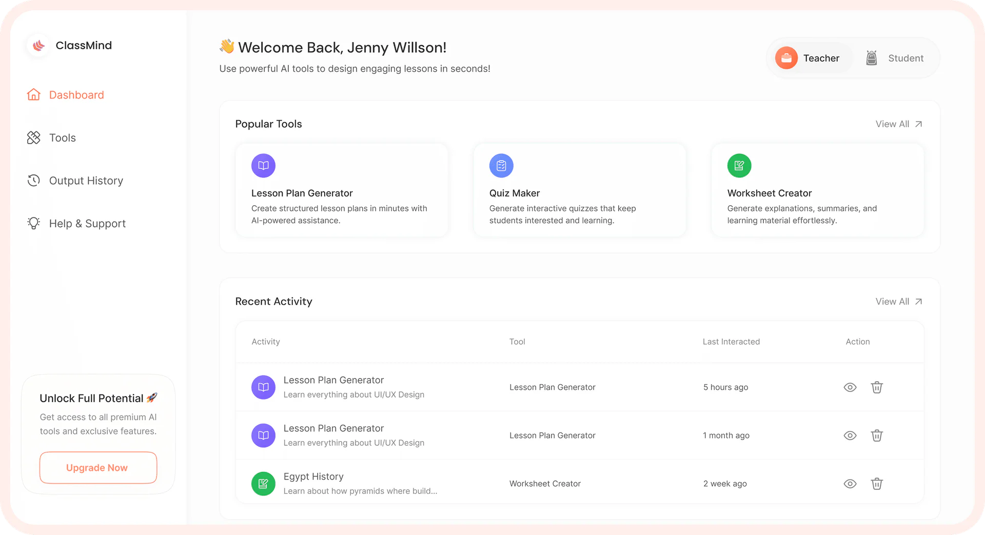 ClassMind product interface overview
