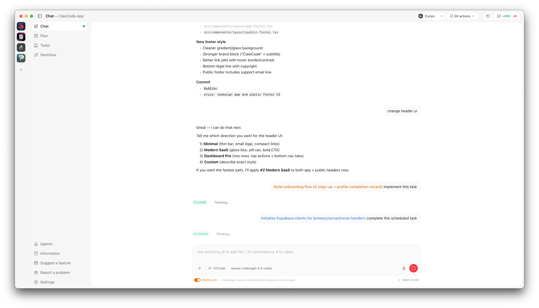 ClawCode dashboard overview