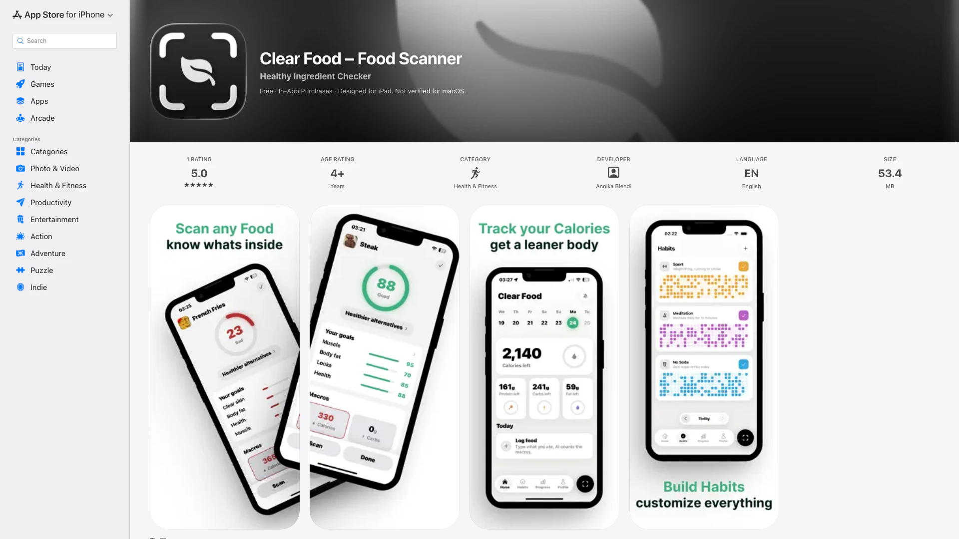 Clear Food – Food Scanner screenshot