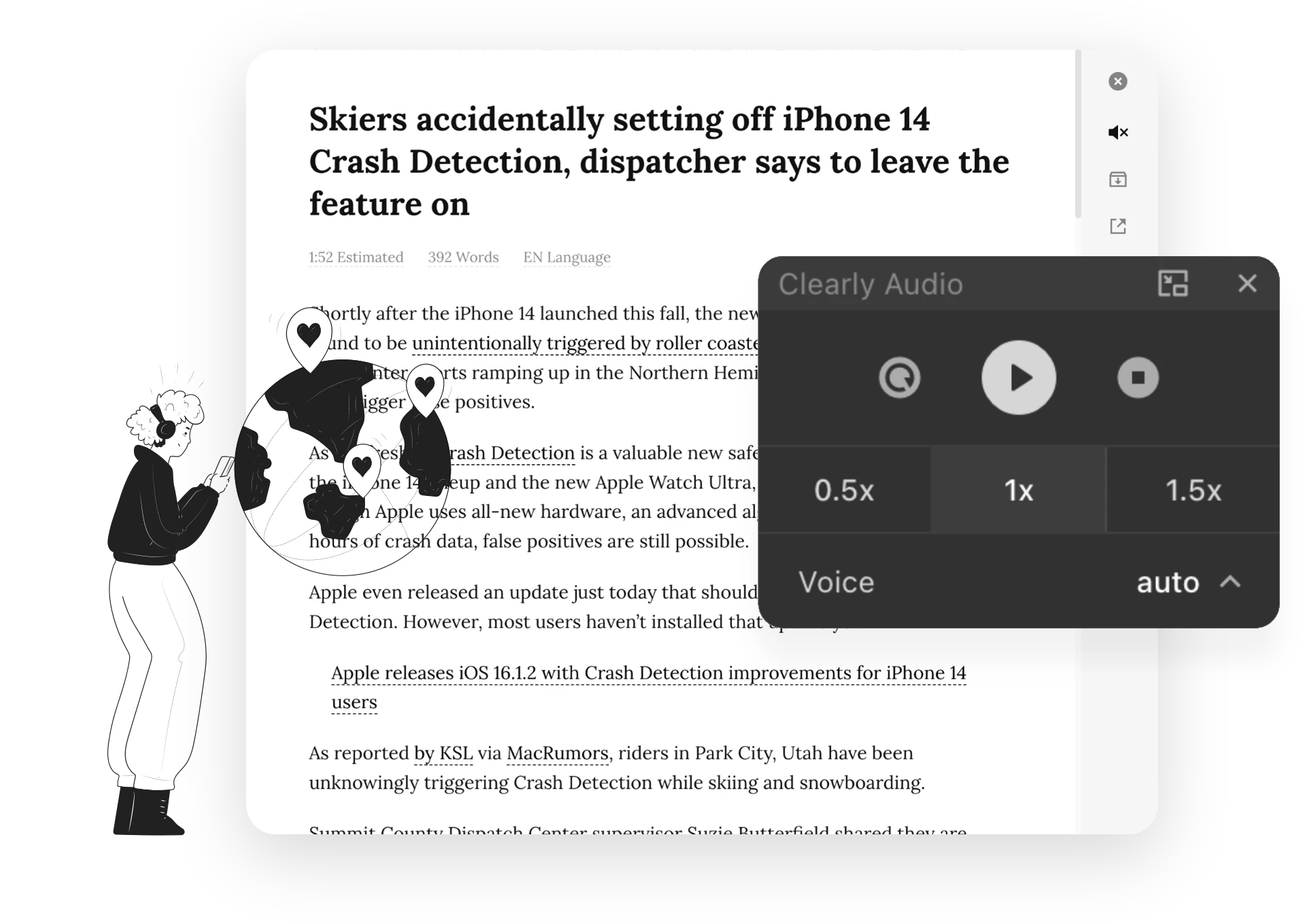 Clearly Reader text-to-speech feature