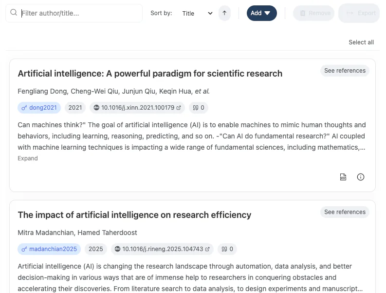 CleviaAI organized references library
