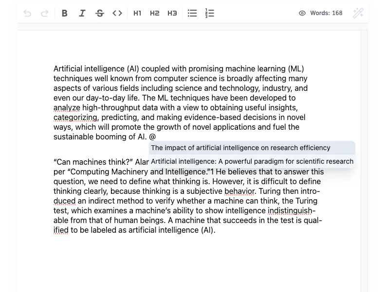CleviaAI writing and citation use case
