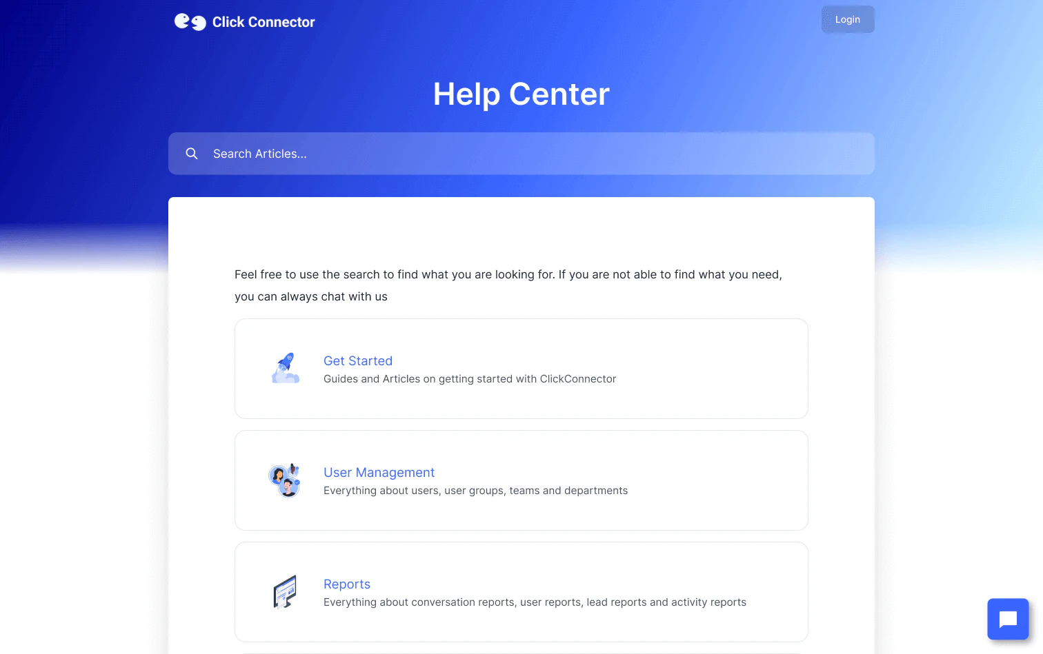Clickconnector KnowledgeBase Portal screenshot
