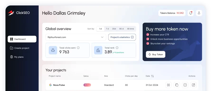 Clickseo product interface overview
