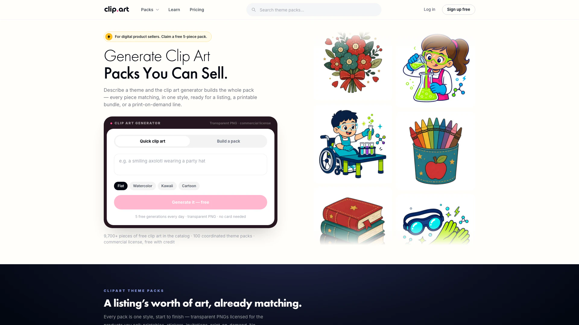 Clip website screenshot showing Tạo clip art trong suốt có thể tái sử dụ... interface and features