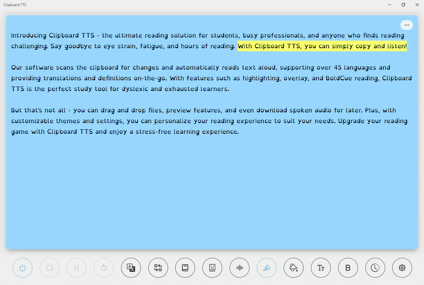 Clipboardtts operation interface