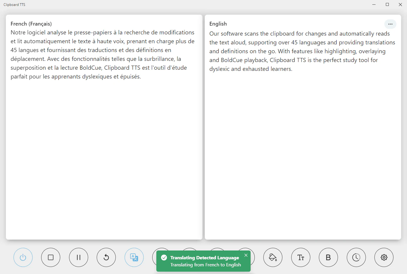 Clipboardtts translation feature example