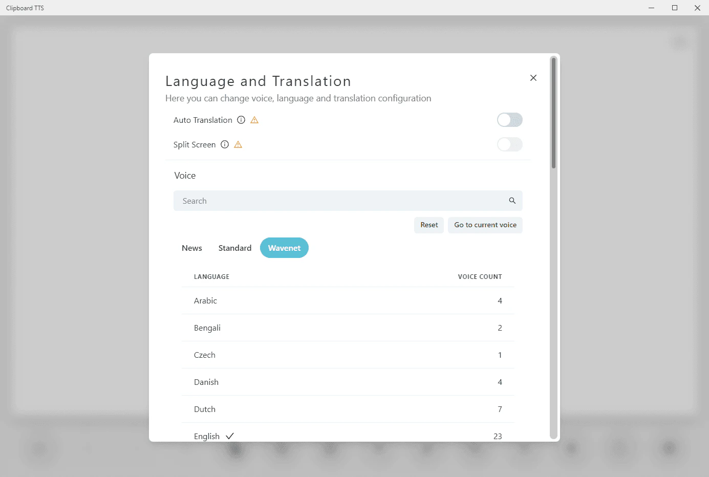 Clipboardtts multilingual support feature