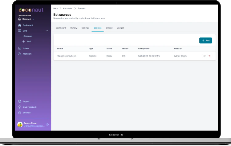 Coconautai features demonstration