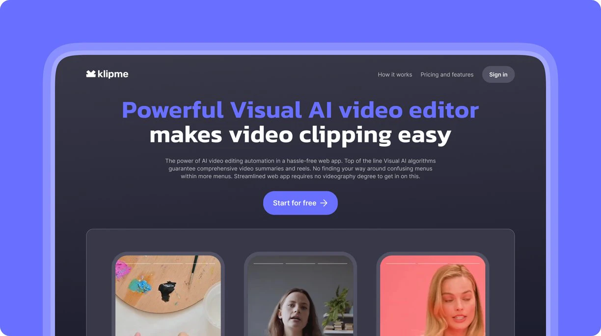 Klipme app showcasing video editing capabilities