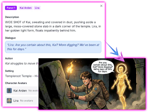 ComicInk script to page transformation