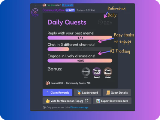 CommunityOne Hype Engine for gamified quests