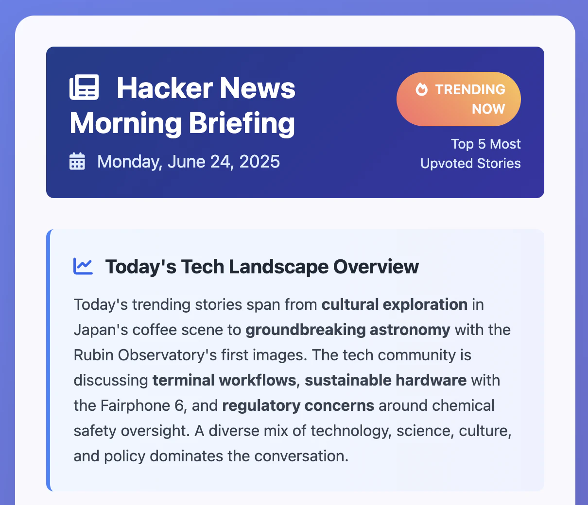 ComputerX daily news summary interface