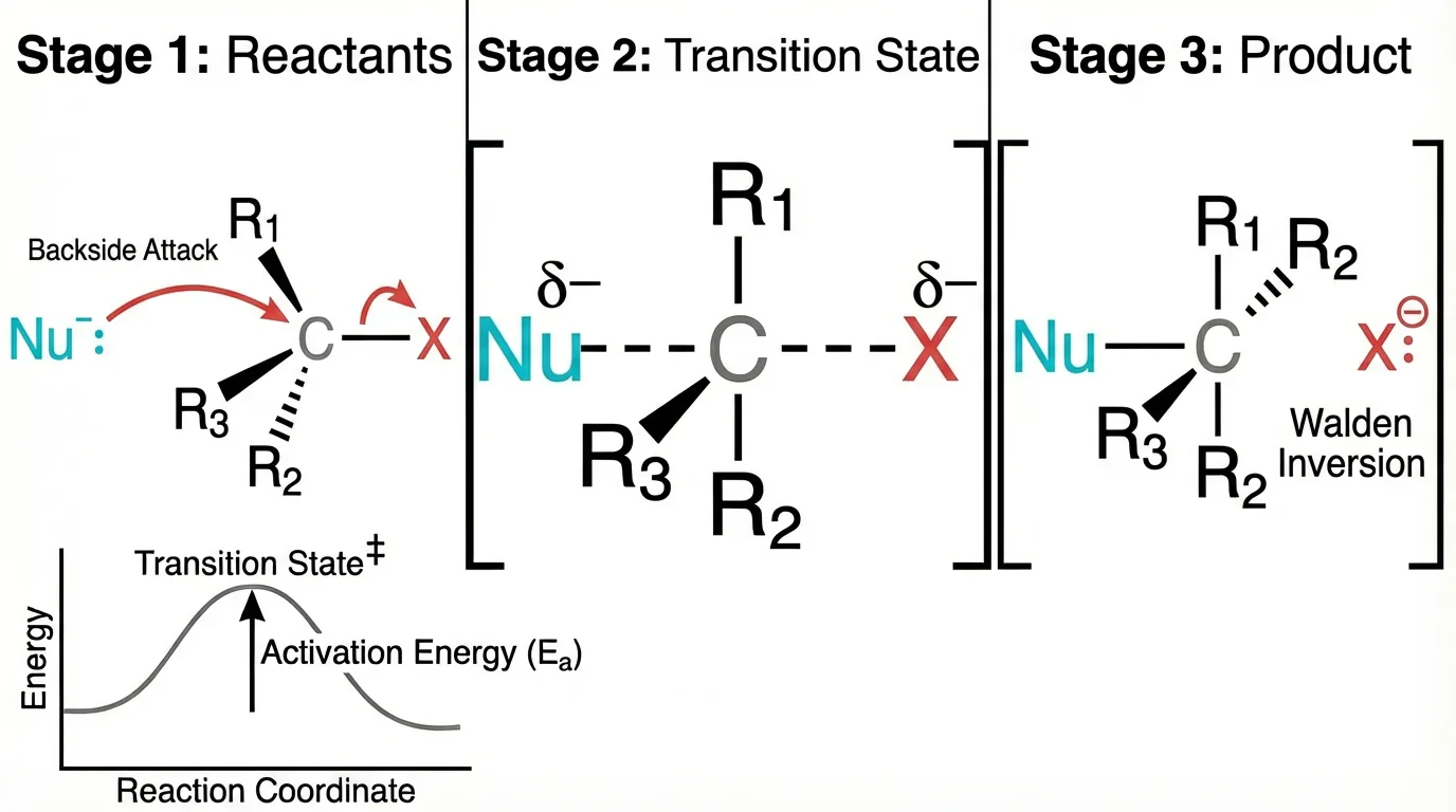 ConceptViz use case example of SN2 reaction mechanism diagram