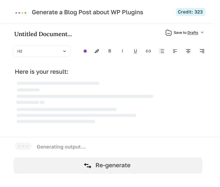 ContentHubAI text generation interface