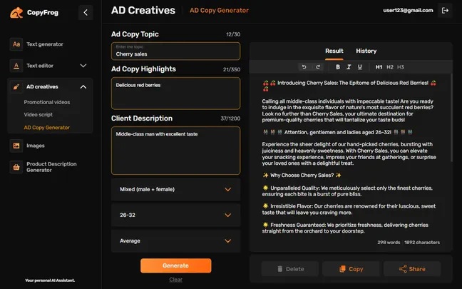 Copyfrog AI user scenario for marketers and bloggers