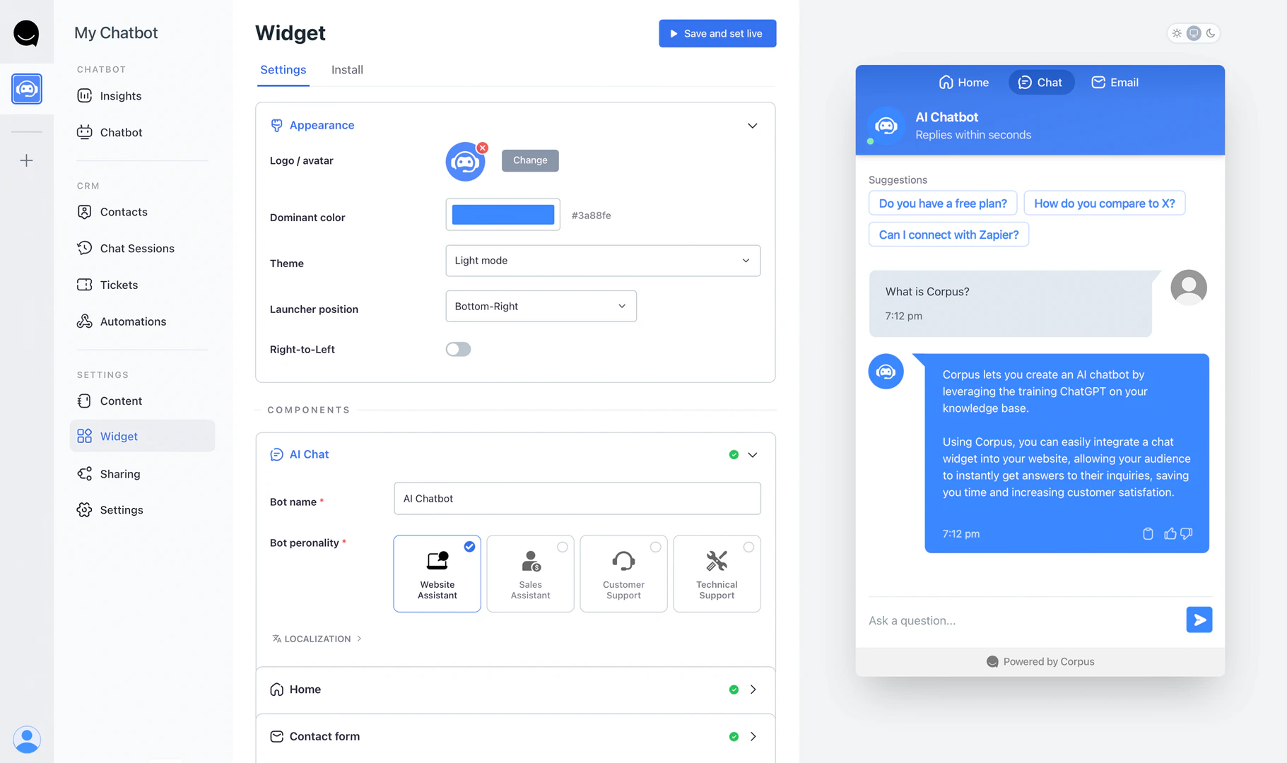 Corpus product interface overview