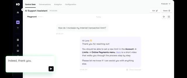 CoSupport AI testing phase screenshot