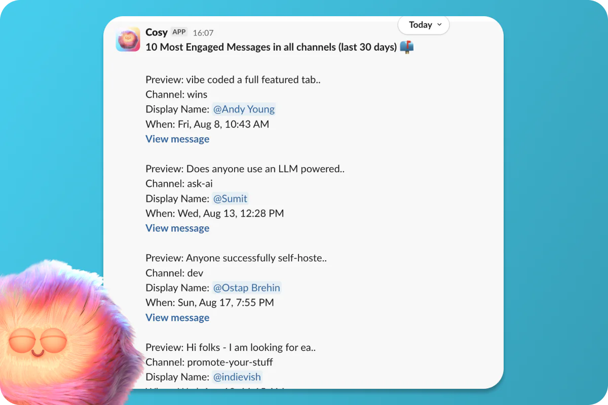 Cosy content highlights feature