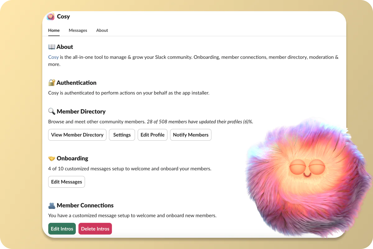 Cosy user scenario in Slack