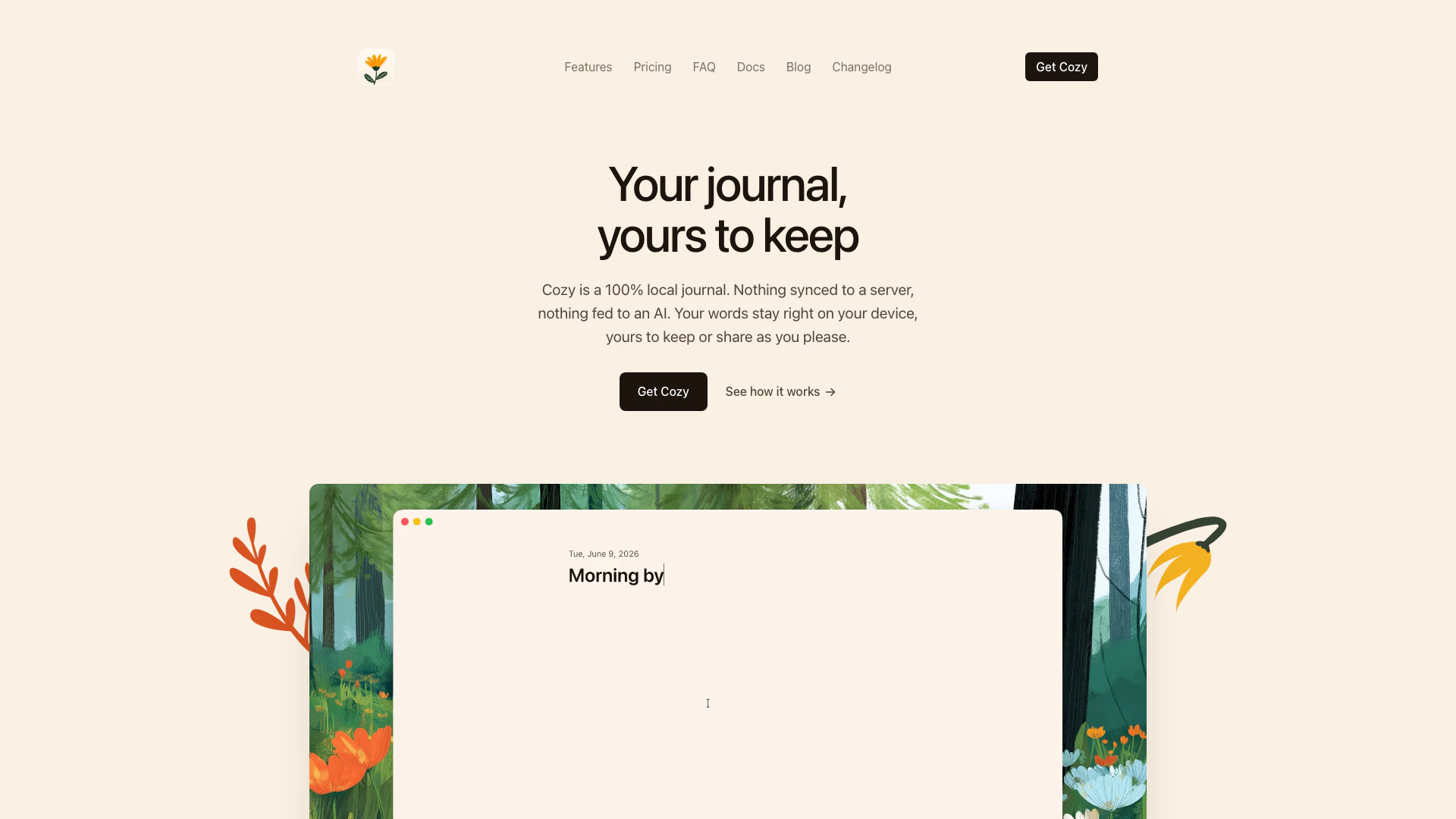 Cozyjournal screenshot