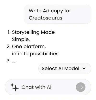 Creatosaurus AI content creation interface