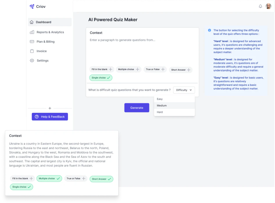 Criov product overview and interface