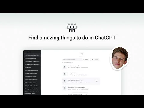 Crowdgpt Chatgpt Prompt S - Tiện ích Chrome website screenshot showing CrowdGPT cung cấp một nền tảng cộng đồng... interface and features