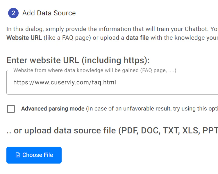 CuServly chatbot training step 2