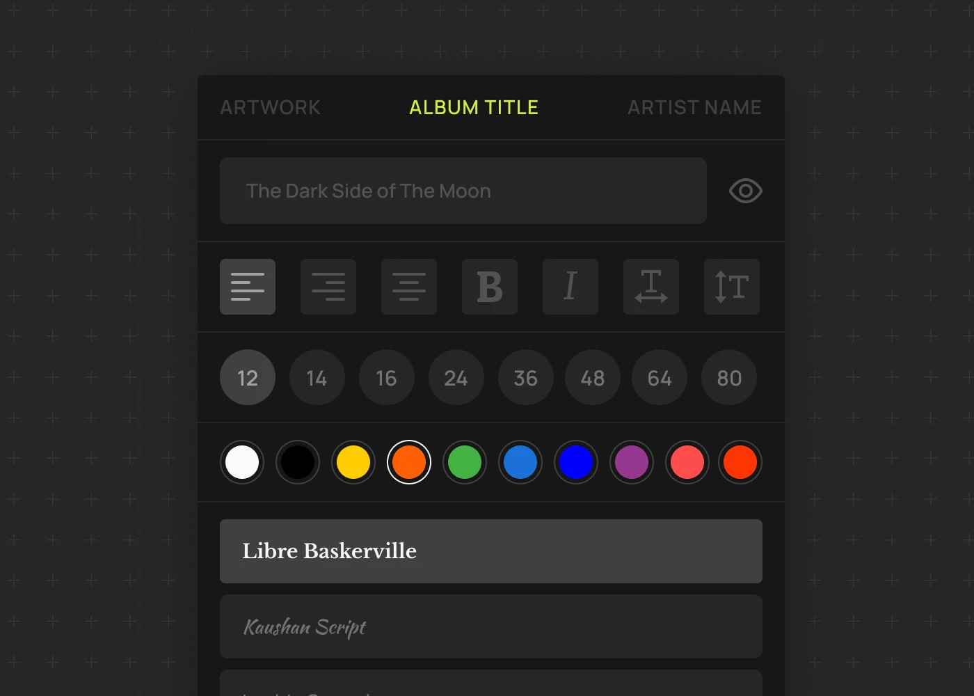 Daft Art customization interface